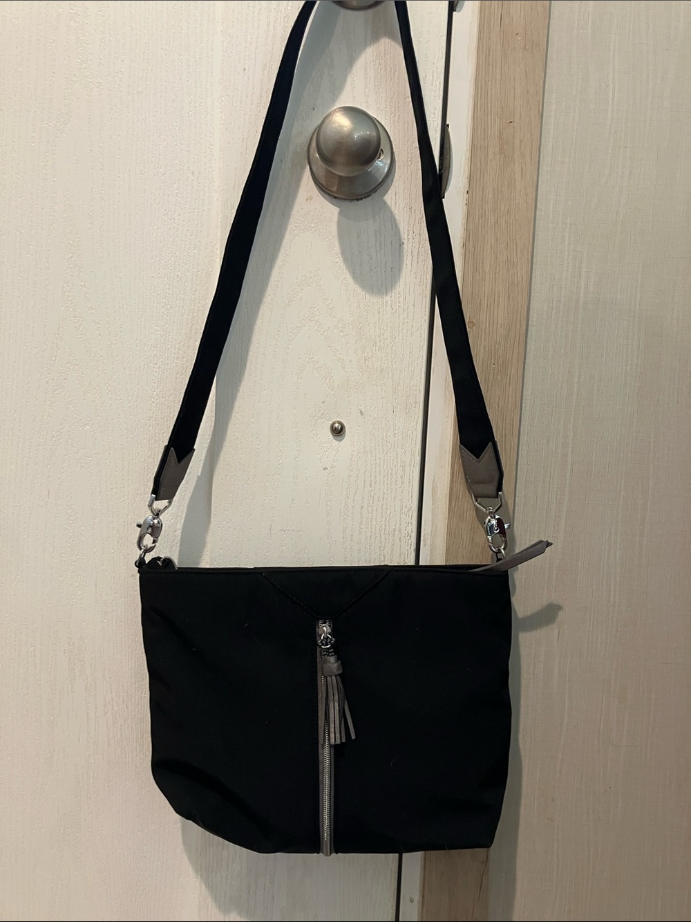 Stella and dot Black Crossbody Shoulder Bag with Tassel Accent